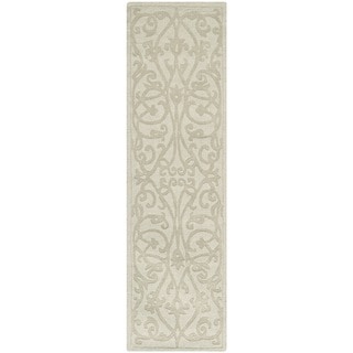 Handmade Irongate Scrolls Sage New Zealand Wool Rug (2'3 x 12')