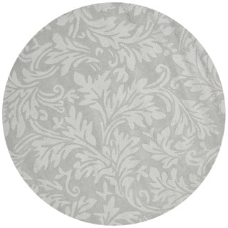 Handmade Fern Scrolls Grey New Zealand Wool Rug (5' Round)