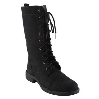 Dreams by Beston Women's 'KC' Black Lace-up Combat Boots