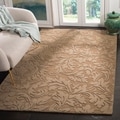 Handmade Fern Scrolls Light Brown New Zealand Wool Rug (6' x 9')