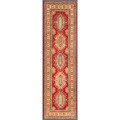Afghan Hand-knotted Kazak Red/ Ivory Wool Rug (2'10 x 9'9)