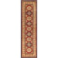 Afghan Hand-knotted Kazak Red/ Ivory Wool Rug (2'8 x 9'10)