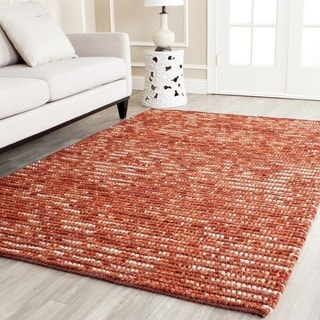 Hand-knotted Vegetable Dye Chunky Rust Hemp Rug (3' x 5')