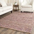 Hand-knotted Vegetable Dye Chunky Purple Hemp Rug (4' x 6')