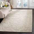 Handmade Fern Scrolls Sage New Zealand Wool Rug (7'6 x 9'6)