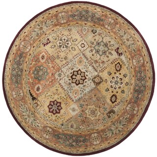 Handmade Persian Legend Diamonds Multi/ Rust N.Z. Wool Rug (3'6 Round)