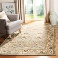 Handmade Mahal Blue Grey/ Ivory New Zealand Wool Rug (4' x 6')