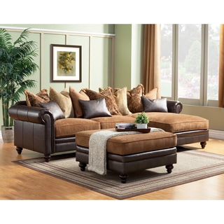 Lorenzo 3-piece Bonded Leather Oversized Sectional and Ottoman Set