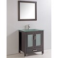 Tempered Glass Top 30 inch Single Sink Bathroom Vanity with Mirror and Faucet.
