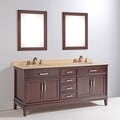 Marble Top 72-inch Double Sink Bathroom Vanity with Mirror and Faucet