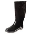 Henry Ferrera Women's Glossy Black Faux Fur-lined Rain Boots