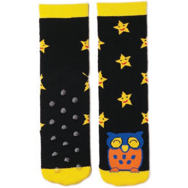 Tubular Novelty Socks-Owl -Black W/Yellow Stars