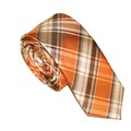 Skinny Tie Madness Men's Orange Plaid Slim Tie