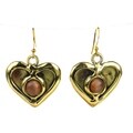 Handcrafted Peach Tiger Eye Heart Earrings (South Africa)