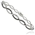 Finesque Silver Overlay 1/4ct TDW Black/ White Diamond Infinity Bracelet