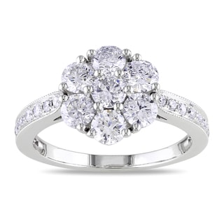 New! Miadora 14k White Gold 1 1/2ct TDW Diamond Cluster Ring (G-H, SI1-SI2)