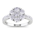 Miadora 14k White Gold 1 1/2ct TDW Diamond Cluster Ring (G-H, SI1-SI2)