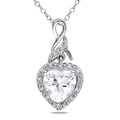 Miadora Sterling Silver Gemstone and Diamond Heart Necklace