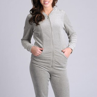 Central Park Women's Heather Grey Velour Ruffle-back Sweatshirt
