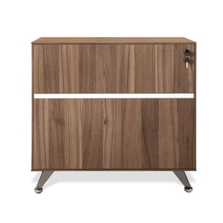 J & K Walnut Modern Lateral File Cabinet