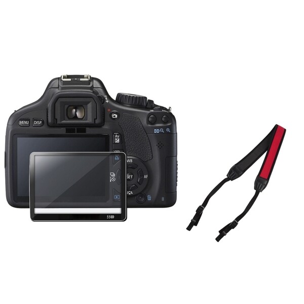 INSTEN Glass LCD Protector/ Neck Strap for Canon Rebel T2i