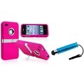 BasAcc Pink/ Chrome Case/ Blue Mini Stylus for Apple iPhone 4/ 4S