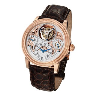 Stuhrling Original Men's Saturnalia Tourbillon Embossed Crocodile Strap Watch