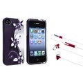 BasAcc Flower Case/ Hot Pink Headset for Apple iPhone 4/ 4S