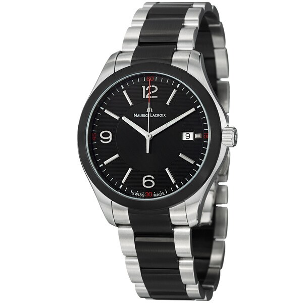 Maurice Lacroix Men's MI1018-SS002-331 'Miros' Black Dial Two Tone Steel Quartz Watch