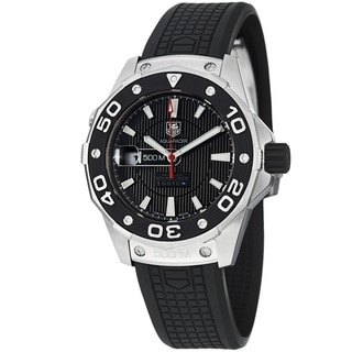 Tag Heuer Men's 'Aquaracer 500' Black Dial Black Rubber Strap Watch