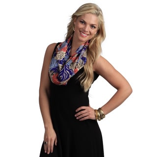 Peach Couture Multi-colored Leaf Print Loop Scarf