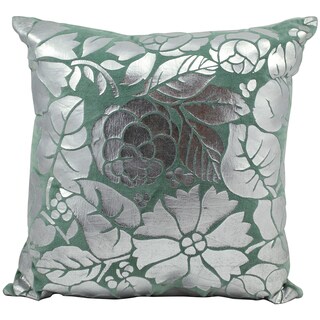 Nourison Life Styles Turquoise/ Silver Floral Print Throw Pillow