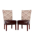 Portfolio Duet Emma Pecan Fabric and Coffee Brown Renu Leather Armless Chair (Set of 2)