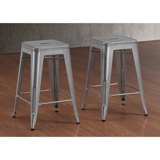Best Shopping Tabouret 24-inch Perforated Steel Counter Stools (Set of 2)