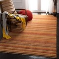Hand-knotted Tibetan Stripes Red Wool Rug (5'x 8')