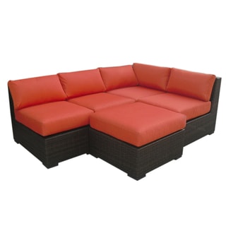 Espresso Rattan Patio Sectional with Cushions