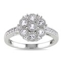 Miadora Sterling Silver White Sapphire Cluster Ring