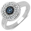 Malaika Sterling Silver 1/4ct TDW Blue and White Diamond Ring (I-J, I3)