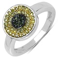 Malaika Sterling Silver 1/4ct TDW Green and Yellow Diamond Ring