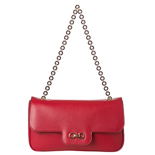 Salvatore Ferragamo Women's 'Luciana' Red Embossed Calfskin Shoulder Bag