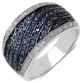 Malaika Sterling Silver 4/5ct TDW Blue and White Diamond Ring (I-J, I3)
