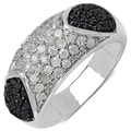 Malaika Sterling Silver 1ct TDW White and Black Diamond Ring