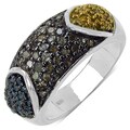 Malaika Sterling Silver 1ct TDW Multi-colored Diamond Ring