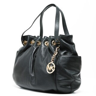 MICHAEL Michael Kors Women's 'Jet Set' Black Leather Chain Ring Tote Bag