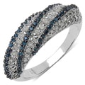 Malaika Sterling Silver 5/4ct TDW Blue/ White Diamond Cocktail Ring