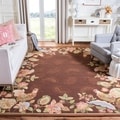 Hand-hooked Chelsea Roosters Maroon Wool Rug (1'8 x 2'6)