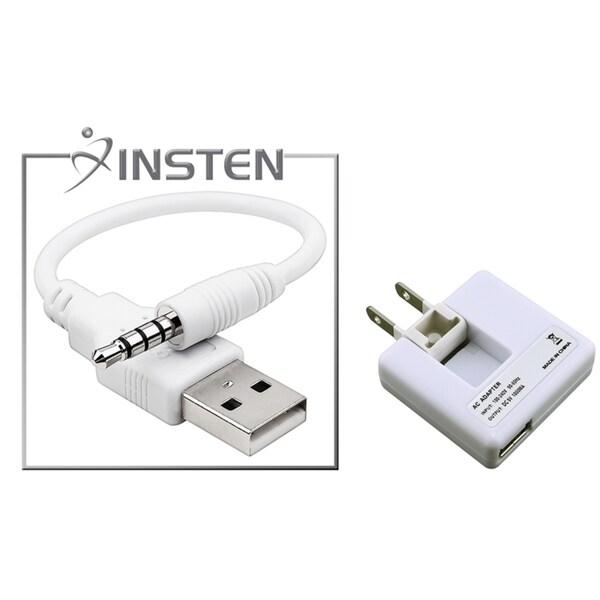 INSTEN USB Cable/ Travel Charger for Apple iPod Shuffle 2nd Generation
