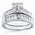 14k Gold Cushion-cut Moissanite and 3/5ct TDW Diamond Bridal Ring Set (H-I, I1-I2)