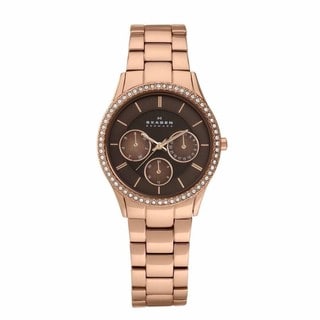 Skagen Women's Rose-goldtone Brown Chronograph Watch
