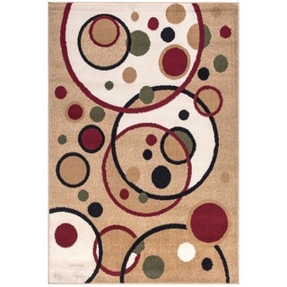 Paterson Collection Contemporary Abstract Circles Ivory Area Rug (4'9 x 7')